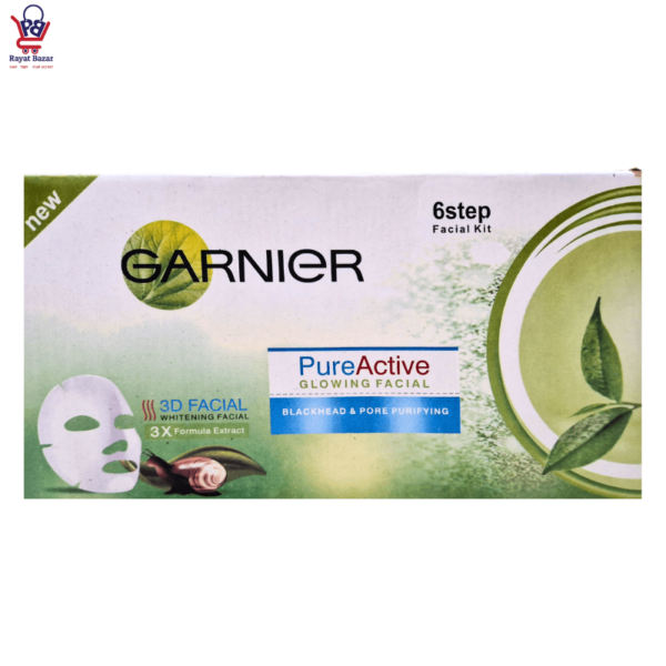 Garnier Pure Active Glowing 3D Facial | Blackhead and Pore Purifying | 6 setp Facial| Rayatbazar.pk