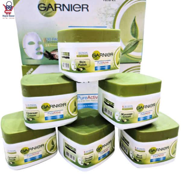 Garnier Pure Active Glowing 3D Facial | Blackhead and Pore Purifying | 6 setp Facial| Rayatbazar.pk