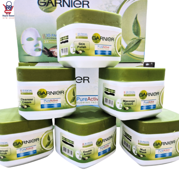 Garnier Pure Active Glowing 3D Facial | Blackhead and Pore Purifying | 6 setp Facial| Rayatbazar.pk